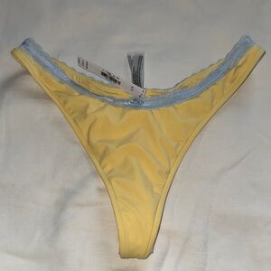 PINK x Frankie’s Bikinis Yellow and Blue Lace Trim Bikini Bottom